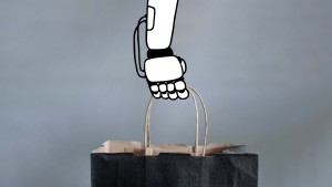 Roboter mit Einkaufstüte