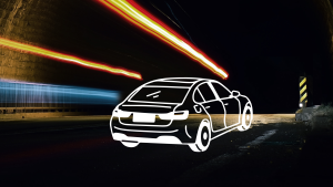 Illustrated speeding Car on Road