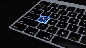 Tastatur mit einer leuchtenden Taste auf der "AI" steht