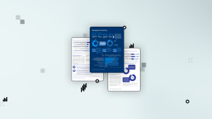 fliegende Bildschirme mit Auszügen der Studie