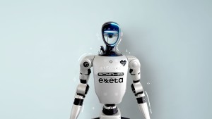 Foto eines Roboters mit Exxeta Stickern